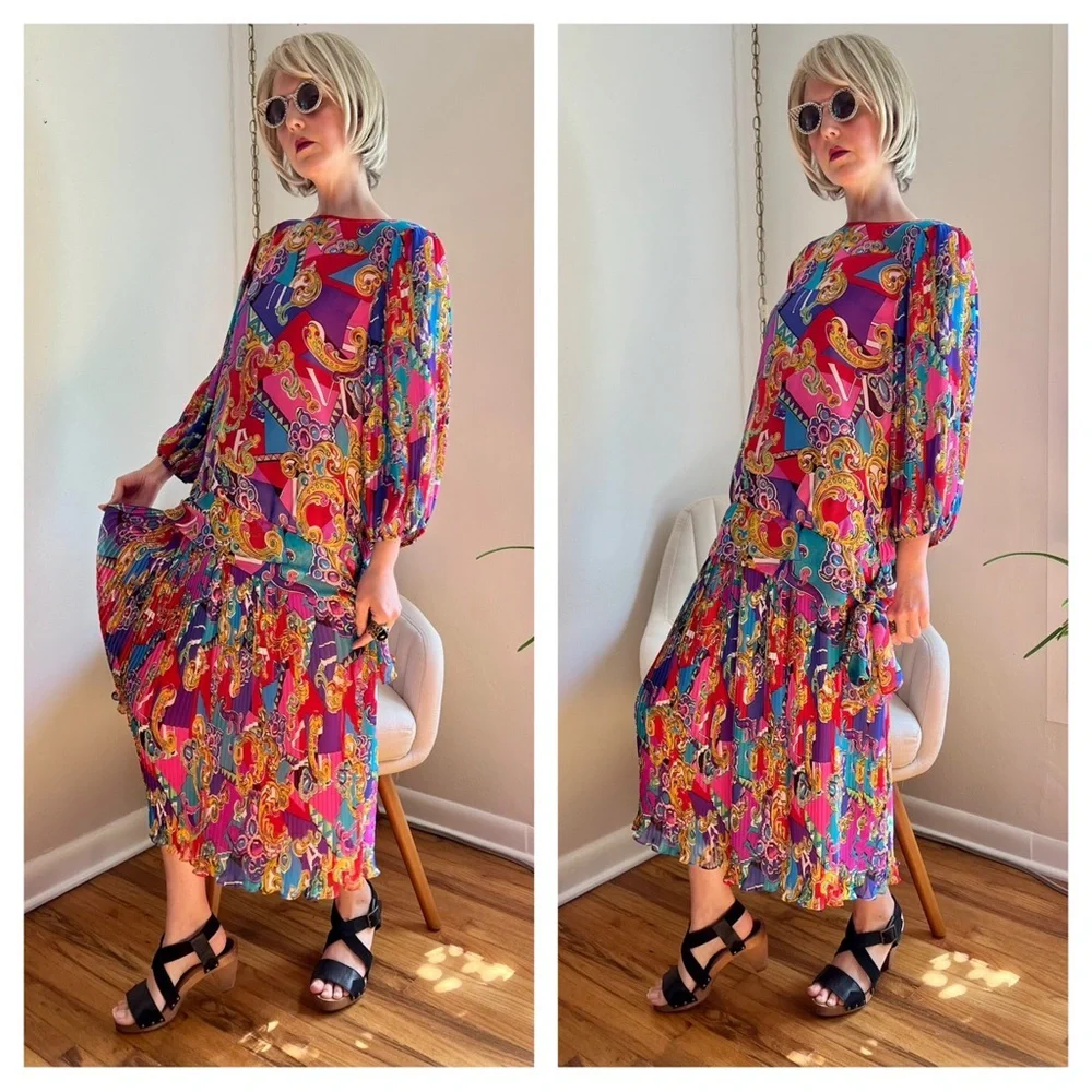 Diane Freis Vintage Maximalist Skirt & Top Matching Set